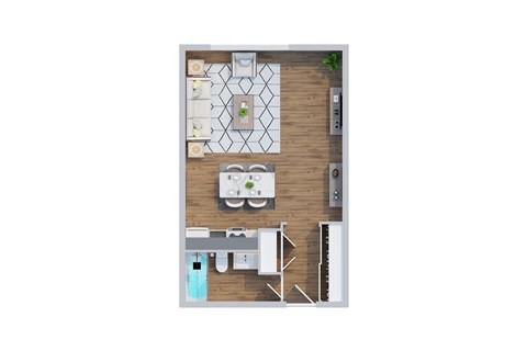 Floor plan for studio, 1 bath, 400 sqft